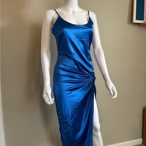 JLUXLABEL Vibrant Blue Satin Dress